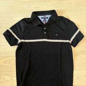 Tommy Hilfiger Black Polo with White Stripes